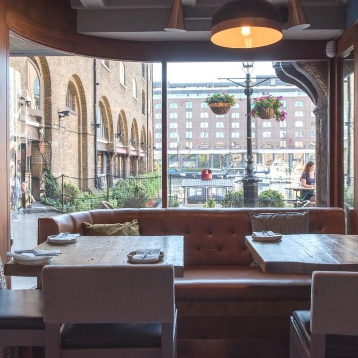 The view of St. Katherine's Dock from Braves Tapas in London