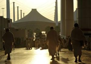 Hajj In Mecca: Muslim pligrims walk between Marwa and Safa hills in the Kaaba Mecca